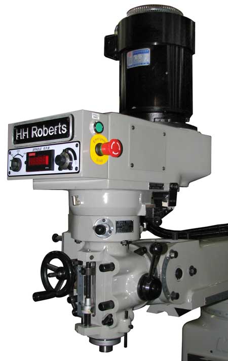 Showing the HH Roberts replacement milling head on a old Bridgeport milling machine