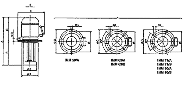 dimensional drawings of Sacemi IMM pumps