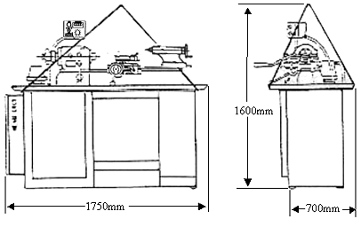 lifting and dimensional drawing of Cyclematic CTL-27 lathe