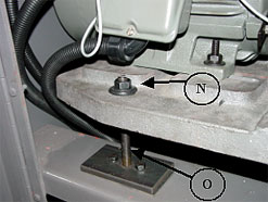 Motor mount showing belt tension adjustment
