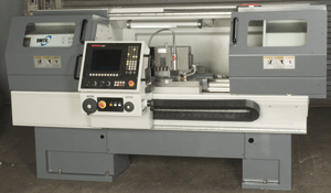 Dalian CKE flat bed CNC lathe with doors closed